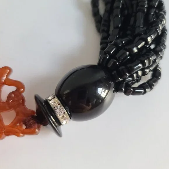 Chunky Fiocchi Italy choker necklace Totem Figure Angela Caputi 1980s Orange - Picture 4 of 9